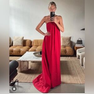 Helsa Pleated Crinkle Strapless Gown